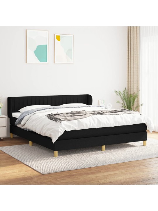 Box spring postel s matrací černá 160x200 cm textil