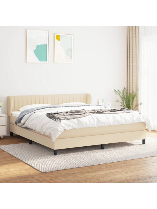 Box spring postel s matrací krémová 160x200 cm textil