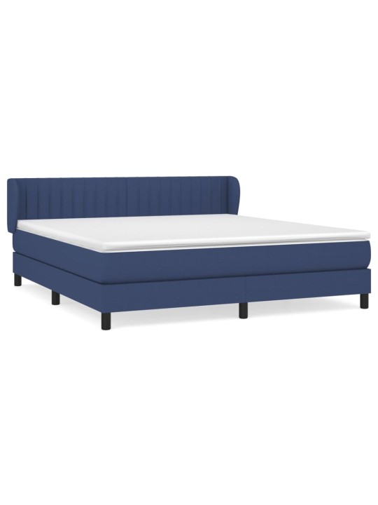 Box spring postel s matrací modrá 160x200 cm textil