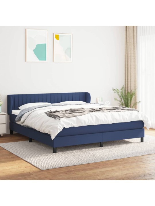 Box spring postel s matrací modrá 160x200 cm textil