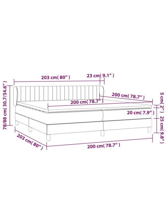 Box spring postel s matrací tmavě šedá 200x200 cm textil
