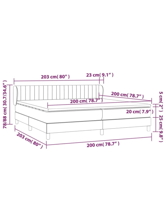 Box spring postel s matrací tmavě šedá 200x200 cm textil