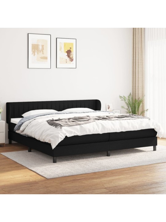 Box spring postel s matrací černá 200x200 cm textil