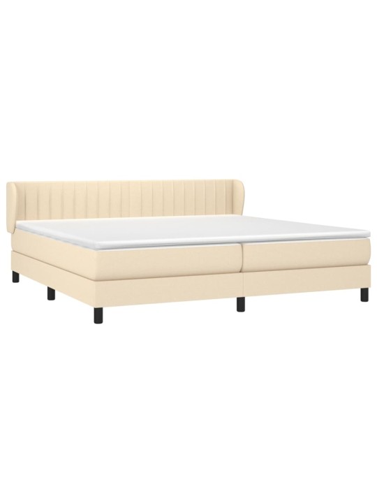 Box spring postel s matrací krémová 200x200 cm textil