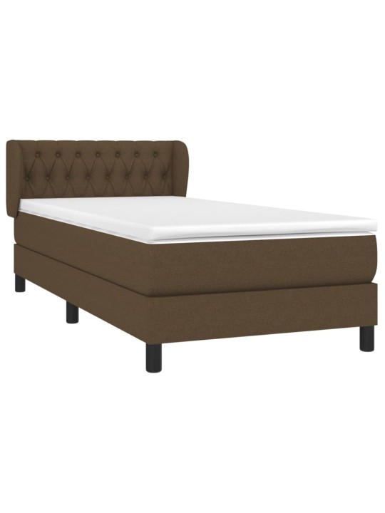 Box spring postel s matrací tmavě hnědá 90x190 cm textil
