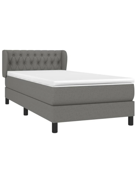 Box spring postel s matrací tmavě šedá 90x200 cm textil