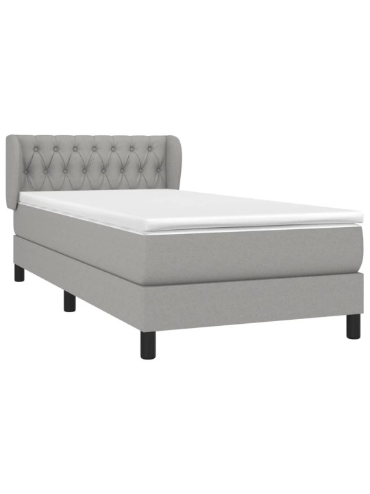 Box spring postel s matrací světle šedý 100 x 200 cm textil