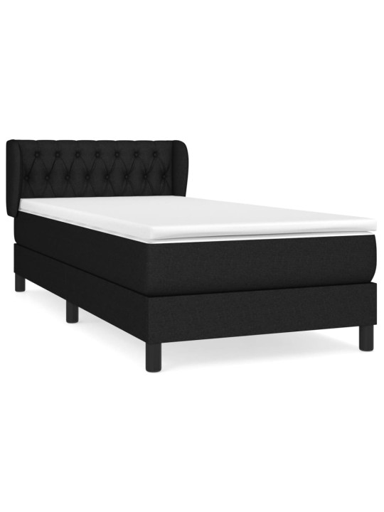 Box spring postel s matrací černá 100 x 200 cm textil