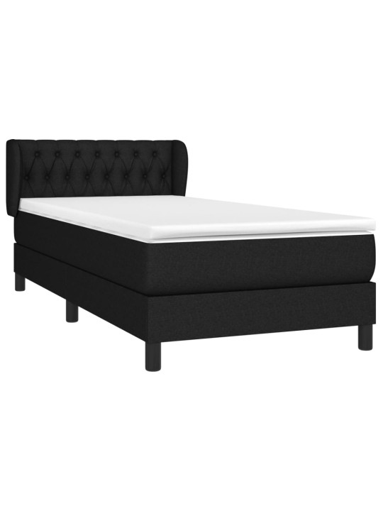 Box spring postel s matrací černá 100 x 200 cm textil