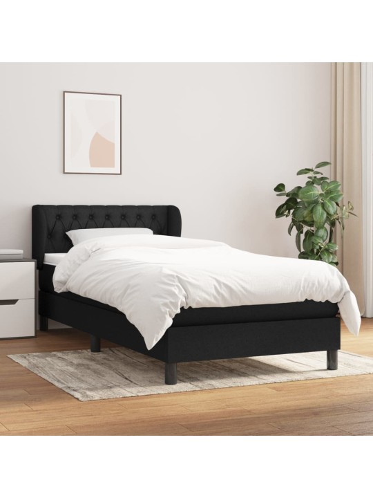 Box spring postel s matrací černá 100 x 200 cm textil