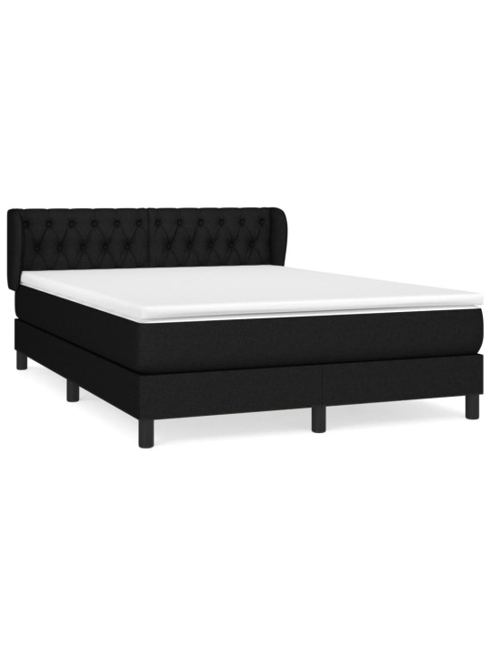Box spring postel s matrací černá 140 x 190 cm textil