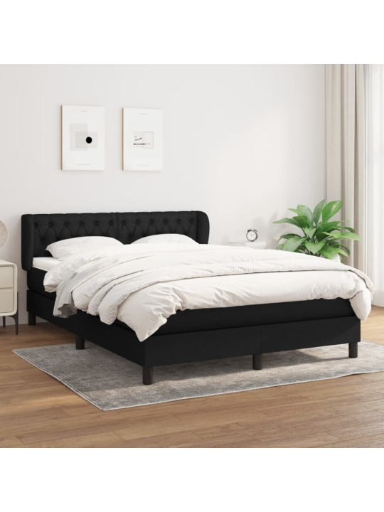 Box spring postel s matrací černá 140 x 190 cm textil