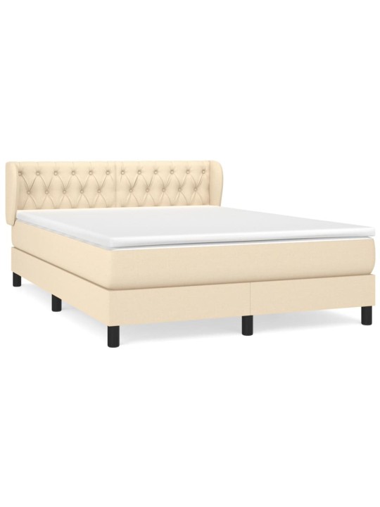 Box spring postel s matrací krémová 140x190 cm textil