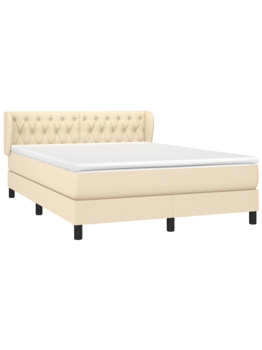 Box spring postel s matrací krémová 140x190 cm textil