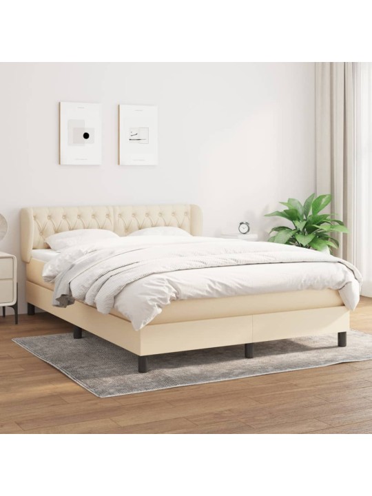 Box spring postel s matrací krémová 140x190 cm textil