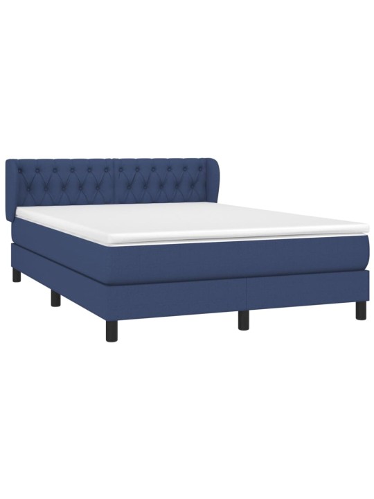 Box spring postel s matrací modrá 140x190 cm textil