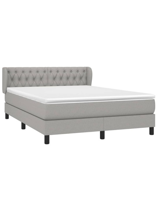 Box spring postel s matrací světle šedá 140 x 200 cm textil