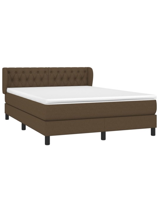 Box spring postel s matrací tmavě hnědá 140x200 cm textil