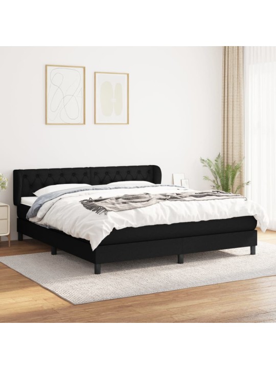Box spring postel s matrací černá 160x200 cm textil