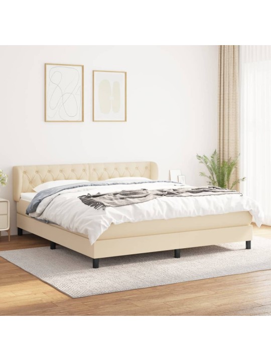 Box spring postel s matrací krémová 160x200 cm textil