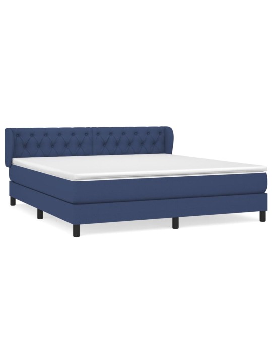 Box spring postel s matrací modrá 160x200 cm textil
