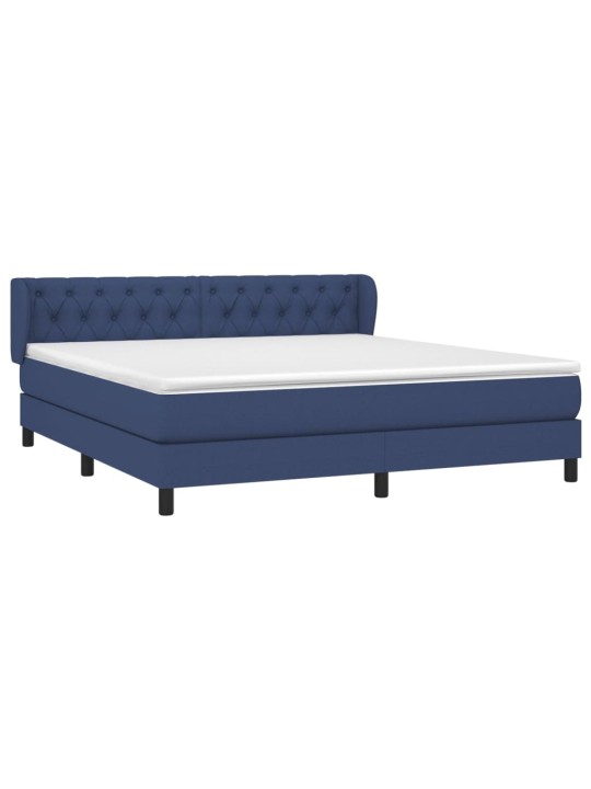 Box spring postel s matrací modrá 160x200 cm textil