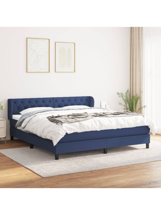 Box spring postel s matrací modrá 160x200 cm textil