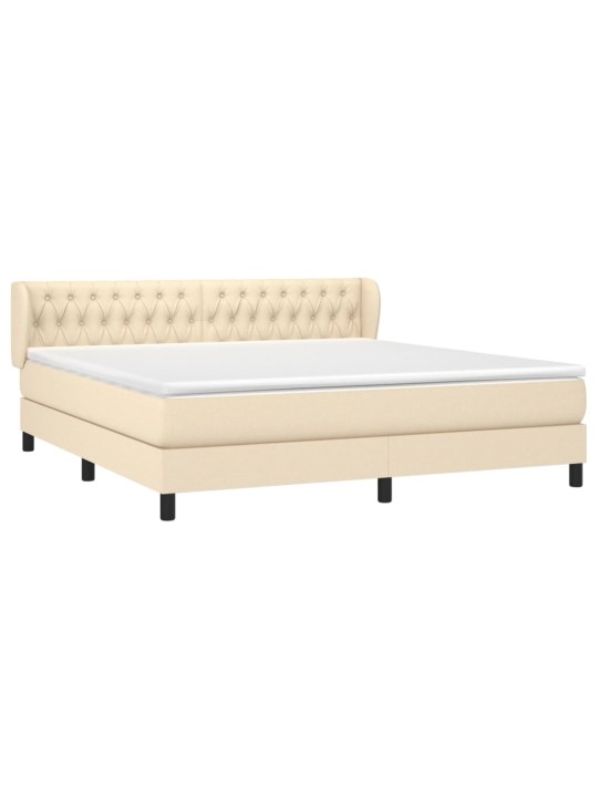 Box spring postel s matrací krémová 180x200 cm textil