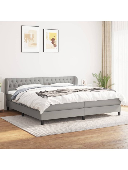 Box spring postel s matrací světle šedá 200 x 200 cm textil