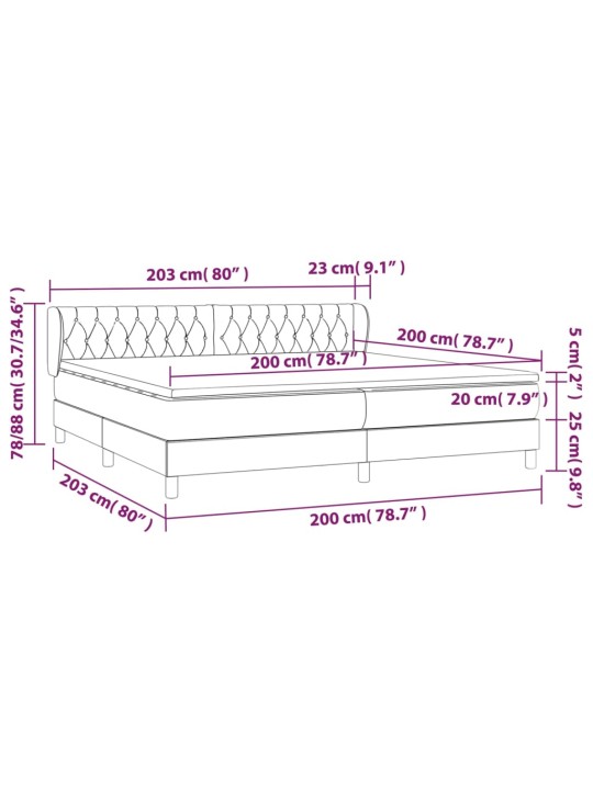 Box spring postel s matrací tmavě šedá 200x200 cm textil