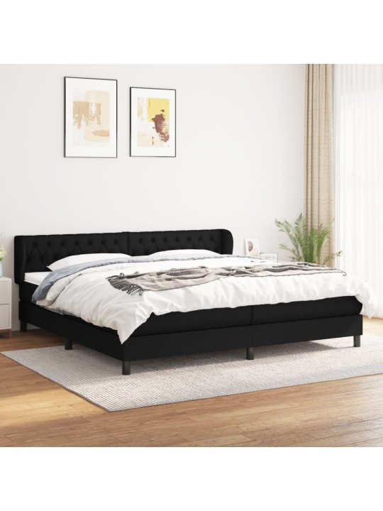 Box spring postel s matrací černá 200x200 cm textil