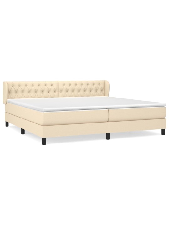 Box spring postel s matrací krémová 200x200 cm textil