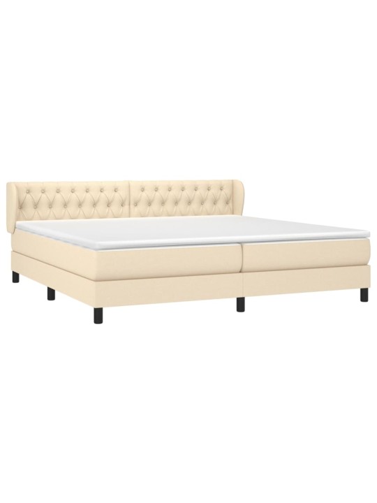 Box spring postel s matrací krémová 200x200 cm textil