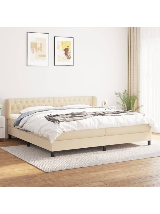 Box spring postel s matrací krémová 200x200 cm textil