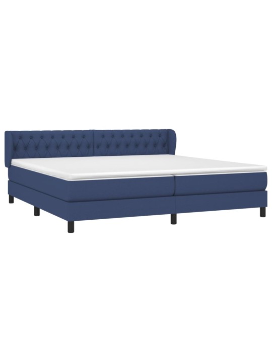 Box spring postel s matrací modrá 200x200 cm textil