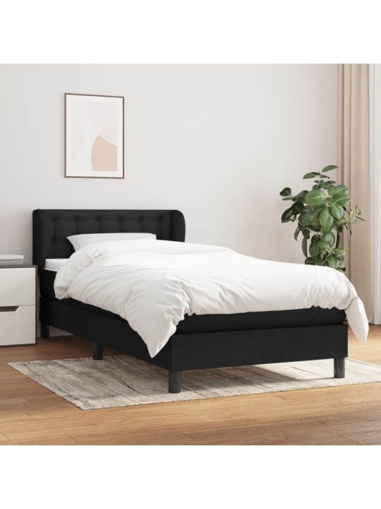 Box spring postel s matrací černá 90x200 cm textil
