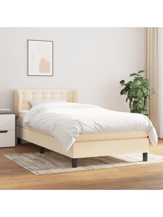 Box spring postel s matrací krémová 90x200 cm textil