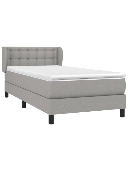 Box spring postel s matrací světle šedý 100 x 200 cm textil