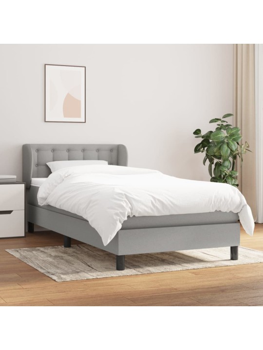 Box spring postel s matrací světle šedý 100 x 200 cm textil