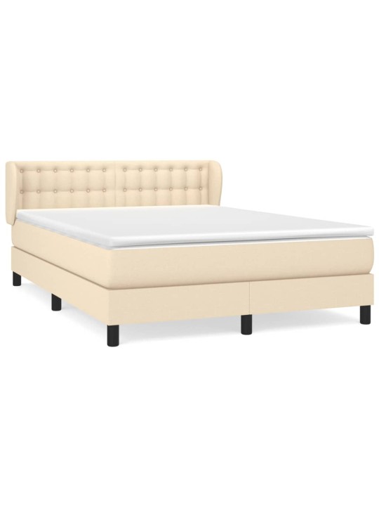 Box spring postel s matrací krémová 140x190 cm textil