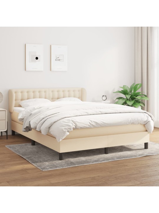 Box spring postel s matrací krémová 140x190 cm textil
