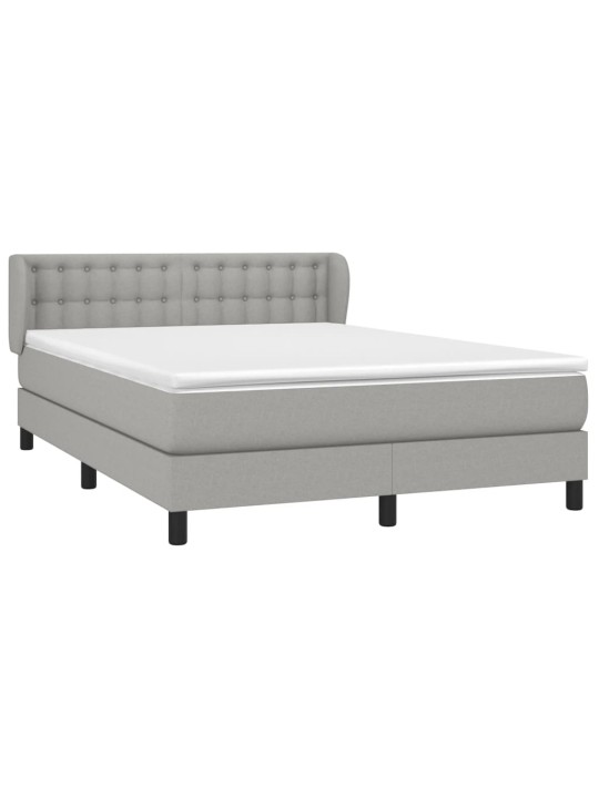 Box spring postel s matrací světle šedá 140 x 200 cm textil