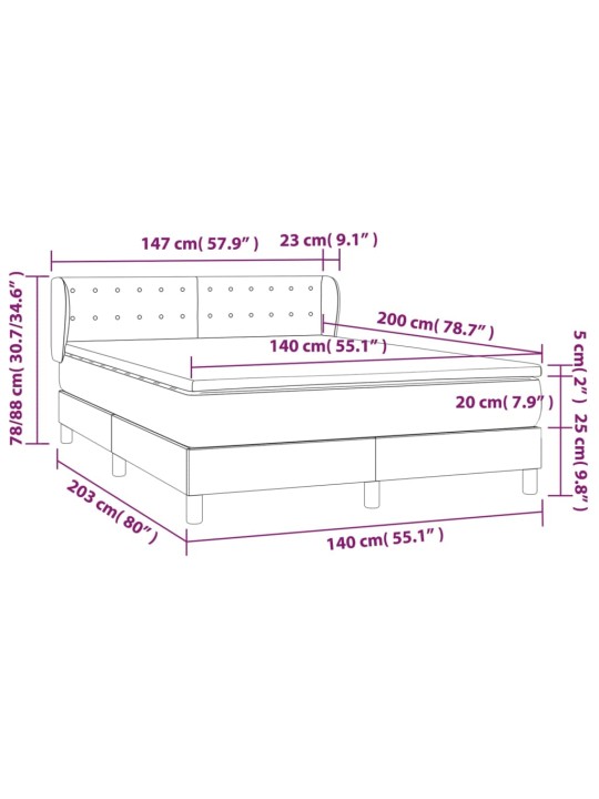 Box spring postel s matrací tmavě šedá 140x200 cm textil