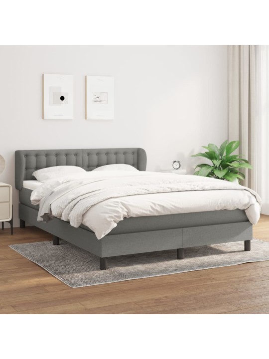 Box spring postel s matrací tmavě šedá 140x200 cm textil