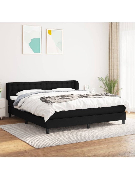 Box spring postel s matrací černá 160x200 cm textil