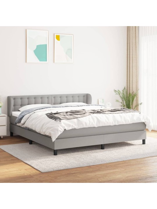 Box spring postel s matrací světle šedá 180 x 200 cm textil