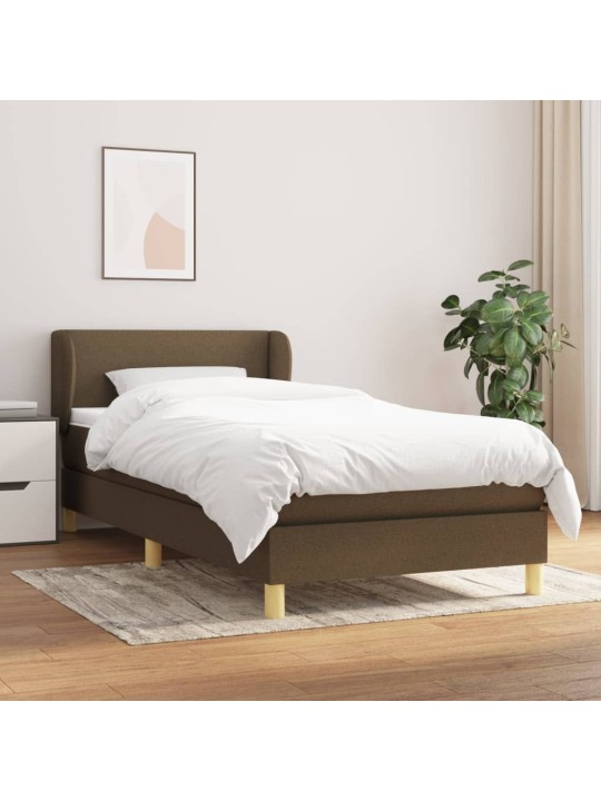 Box spring postel s matrací tmavě hnědá 90x200 cm textil