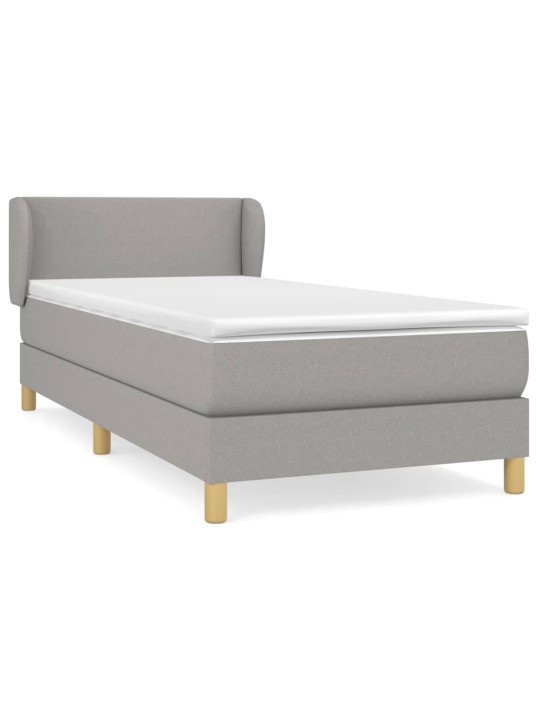 Box spring postel s matrací světle šedý 100 x 200 cm textil