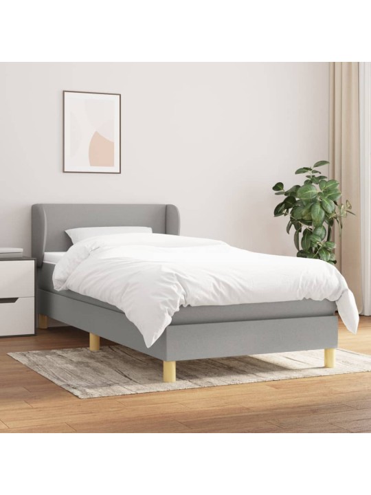 Box spring postel s matrací světle šedý 100 x 200 cm textil