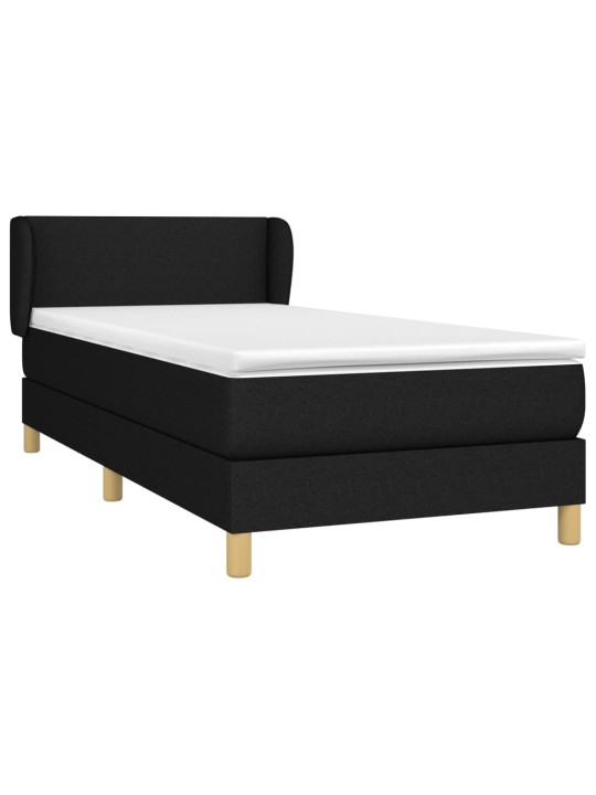 Box spring postel s matrací černá 100 x 200 cm textil